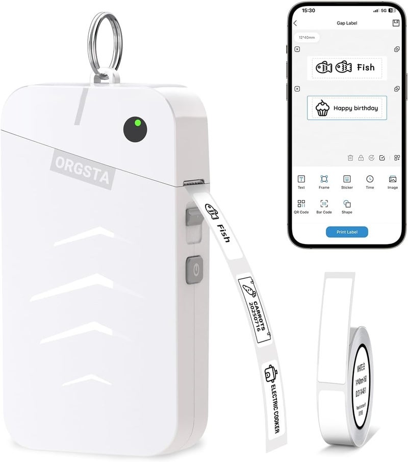 FOUGSTA Label Maker Machine with Tape Bluetooth Portable Thermal Labelling Printer for School Home Office Organization, Wireless Mini Labeler S001 Label Machine with Label Sticker Maker, White - Image 1